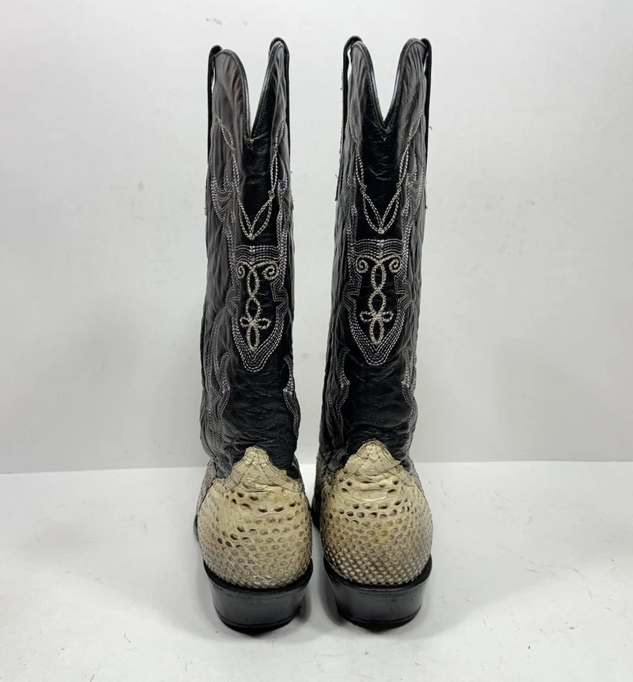 Botas vaqueras Corral genuinas piel de serpiente pitón negras para mujer talla 8 Foto 4 de 4