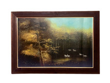 Heiligtum bei Sonnenuntergang Original Ölgemälde 36 x 24 Leinwand gerahmt fertig zum Aufhängen