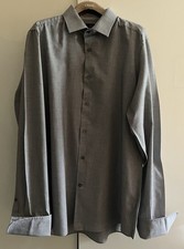 NEXT Men  s Size 16 1/2 Slim Fit Shirt Grey Long Sleeves Smart Formal Button