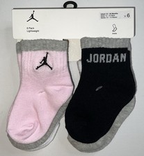 6 Pair NIKE Air Jordan Baby Socks Girls 12-24 Months Pink Black Gray Jumpman NWT