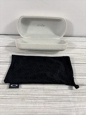 Oakley White Hard Clam Shell Embossed Sunglass Eyeglass Case w/Sunglasses Bag