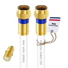 6FT RG6 Coaxial Cable Extender Gold F-Type Connector for HD TV Modem Antenna