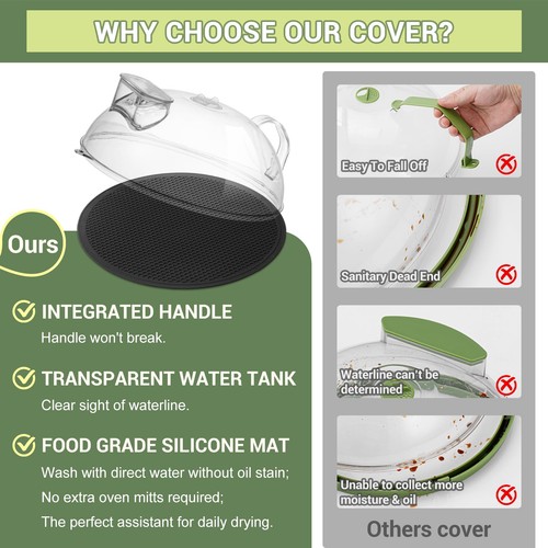 Microwave Splatter Cover for Food, Clear Microwave Lid with Water Steamer, In... - Picture 2 of 9