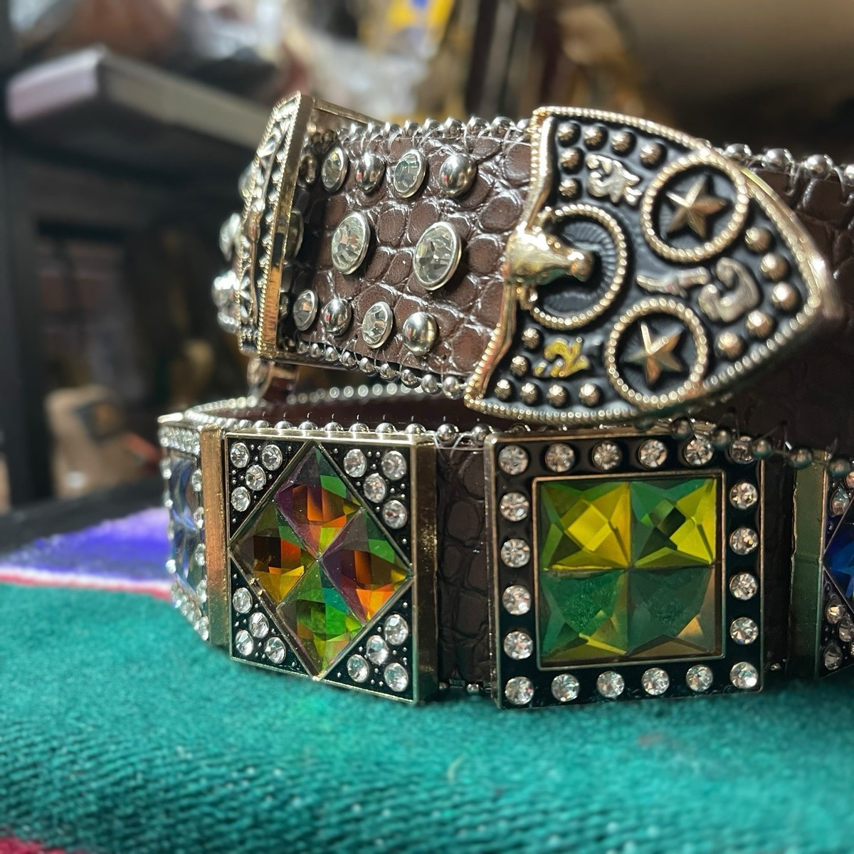 時計 Stone  belt brown Brown Rhinestone Western Belt. Brown Leather Cowboy Belt. Cinto De