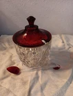 VTG Anchor Hocking Royal Ruby Red Marmalade Jar w/ Lid and Ruby Tipped Spoon!