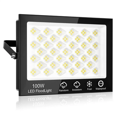 DENOTIP Proiettore LED 100W faro esterno faretto lampada giardino proiettore bianco freddo