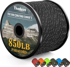Reflective Paracord Rope 850Ib, 50/100/200/500/1000Ft 4MM 11 Strand Para Cords L