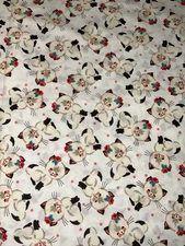 White Siamese Kittens Cotton Quilting Fabric By The Yard Joann Retro Kawaii