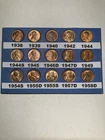 1938-1958 BU Lincoln Wheat Cent Set (15 Coins)