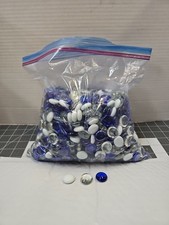 10 Lbs Flat Blue White Clear Marbles Pebbles Glass Gems Vase Fillers Arts Craft
