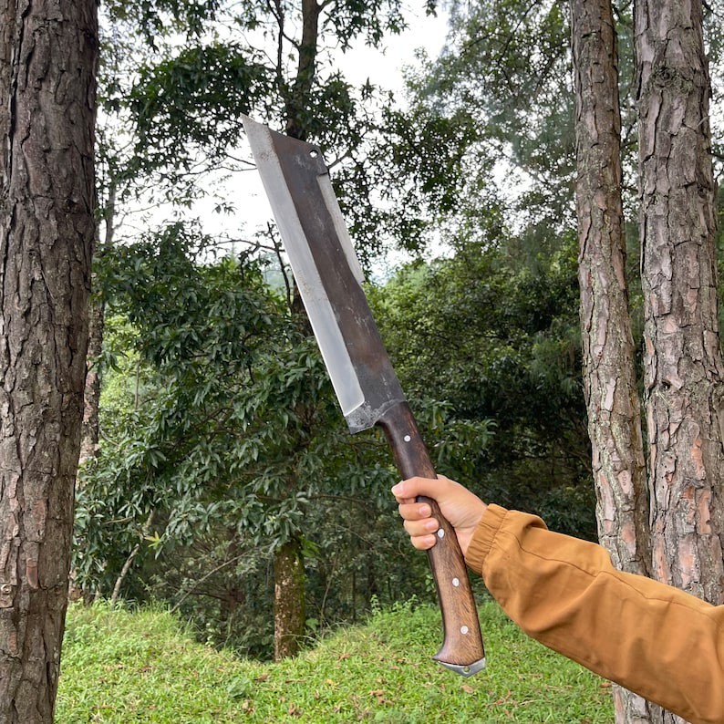 Custom Handmade Carbon Steel Blade Thamserku Machete Sword|Hunting Sword Camping