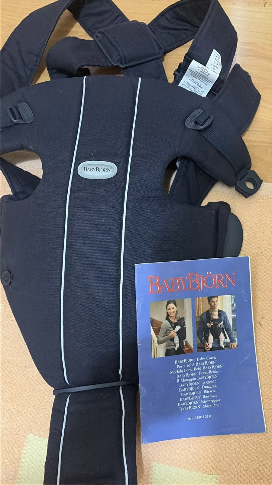 Baby Bjorn Original Baby Carrier With Manual. 100% Cotton