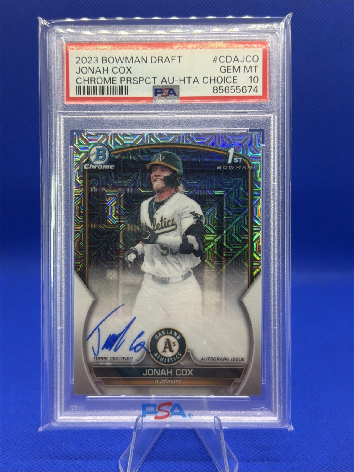 2023 Bowman Chrome Draft Prospect Auto HTA Choice Jonah Cox #CDAJCO PSA 10 /150
