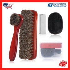 5-Piece 100 Horse Hair Shoe Brush Kit for Leather Care Professional Dauber ...
