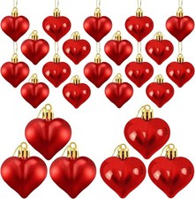 24 Pieces Valentine's Day Heart Shaped Ornaments, Glossy and Matt Red