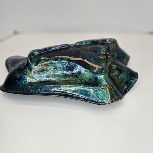 Vintage Mid Century Atomic Swirl Ashtray Blue Green Gold California Pottery USA - Picture 14 of 19