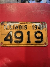 Harley Knucklehead  Flathead Vintage 1941  Motorcycle license Plate Illinois