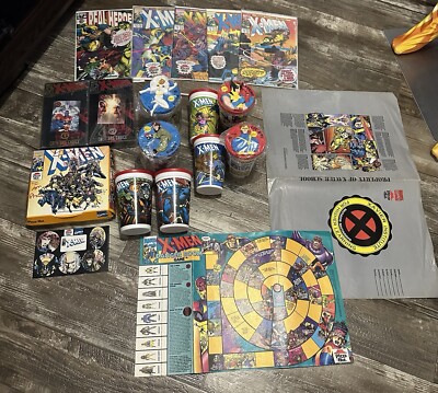 X-Men Pizza Hut 1993 Promos Giveaways Collection Set Cup Box Comics VHS Game
