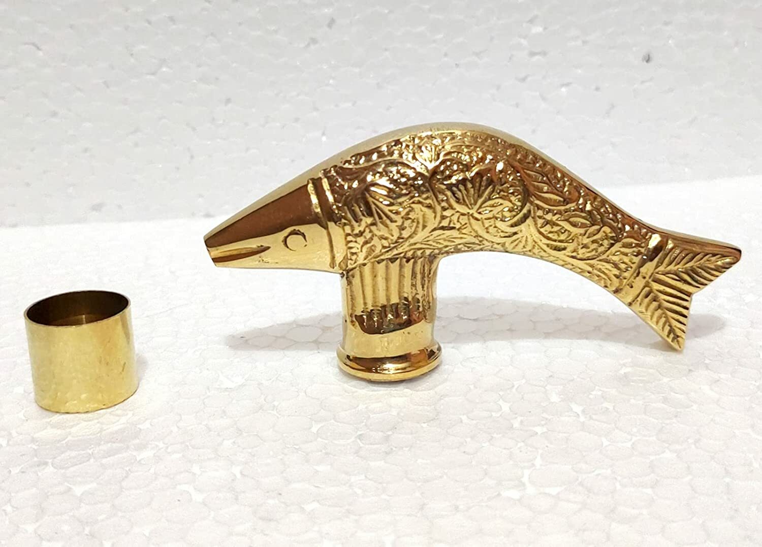 Nautical Solid Brass Fish Head Handle Walking Sti… - image 2