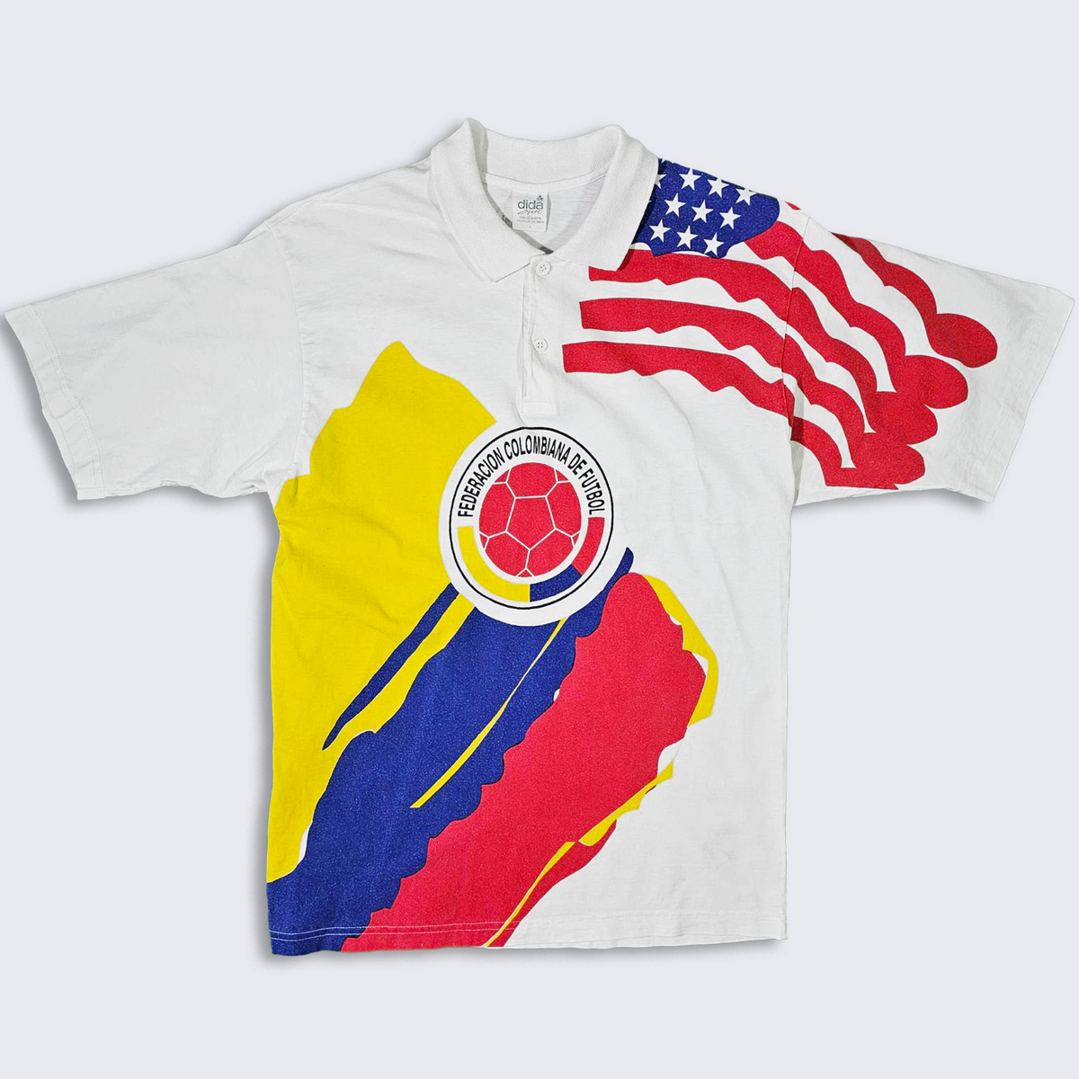ウェア  90s Vintage Soccer Polo Jersey Columbia Vintage 90s USA World Cup Soccer Polo Shirt - White Color