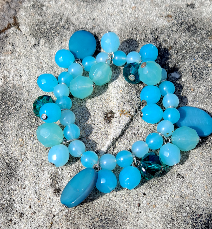 Charm Bracelet shades of blue beaded bracelet eBay