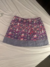 Vineyard Vines Skirt - 100 cotton elastic waist skirt pink blue Ikat stripe- M