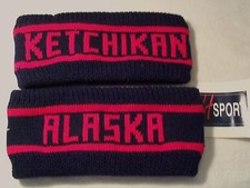 KNIT WINTER WEIGHT SPORT HEADBAND WITH KETCHIKAN, ALASKA LOGO - USA MADE