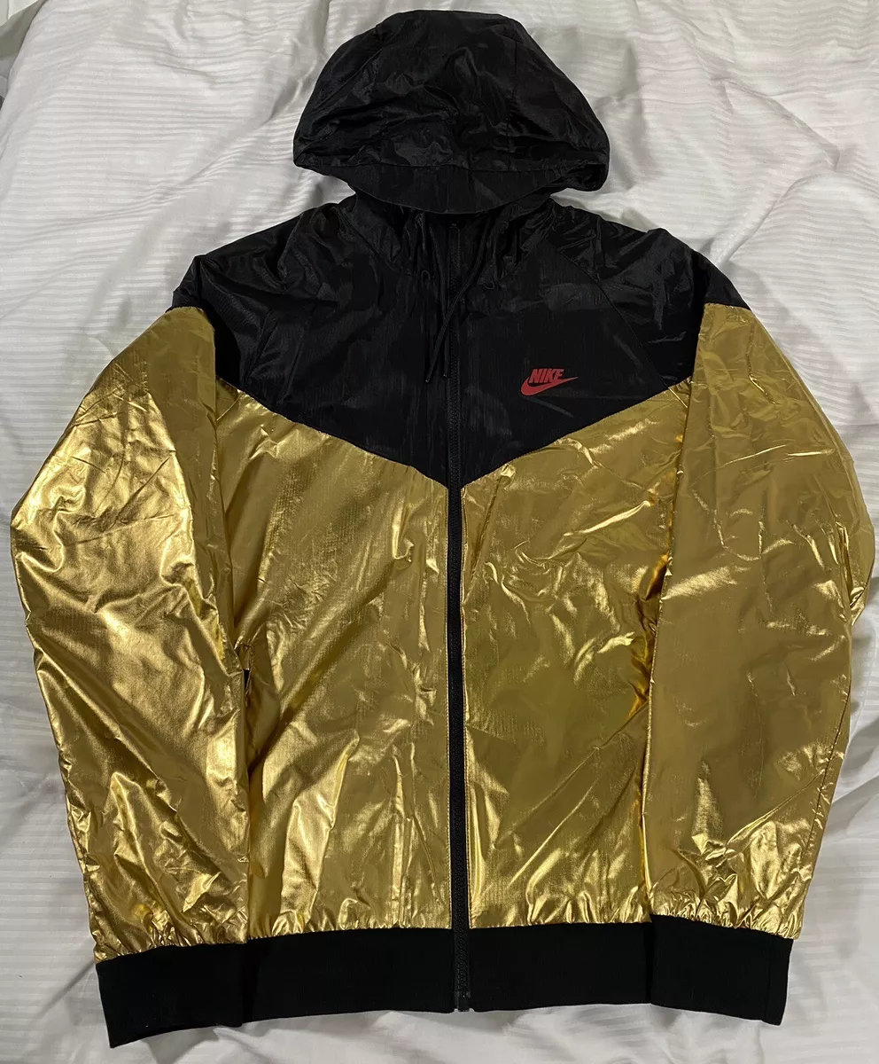 Nike Rare Metallic Gold Windrunner Jacket Size Medium eBay