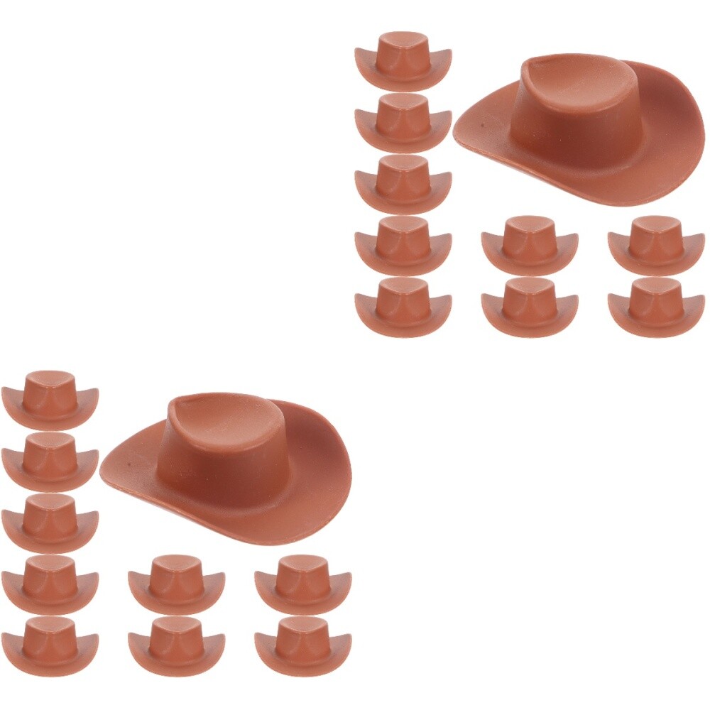 Count Mini Cowboy Hat Plastic Western Accessories for Dollhouse