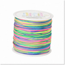 Colorful Beading Cord Nylon Rainbow String Rope - 0.8mm x 295ft - Perfect for Je