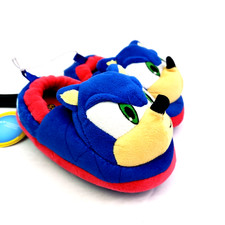 Sonic The Hedgehog Kids Boys Size 7/8 Blue Cartoon Fun Slip On Slippers