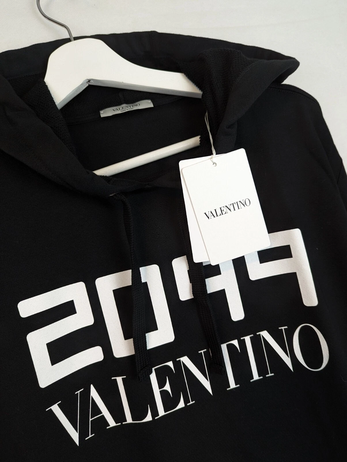 FELPA CON CAPPUCCIO UOMO VALENTINO 2099 STAMPA JERSEY NERO BIANCO TAGLIA M PREZZO AL PUBBLICO £590