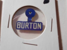 7/8" blue Burton unknown location and office litho tab pinback button