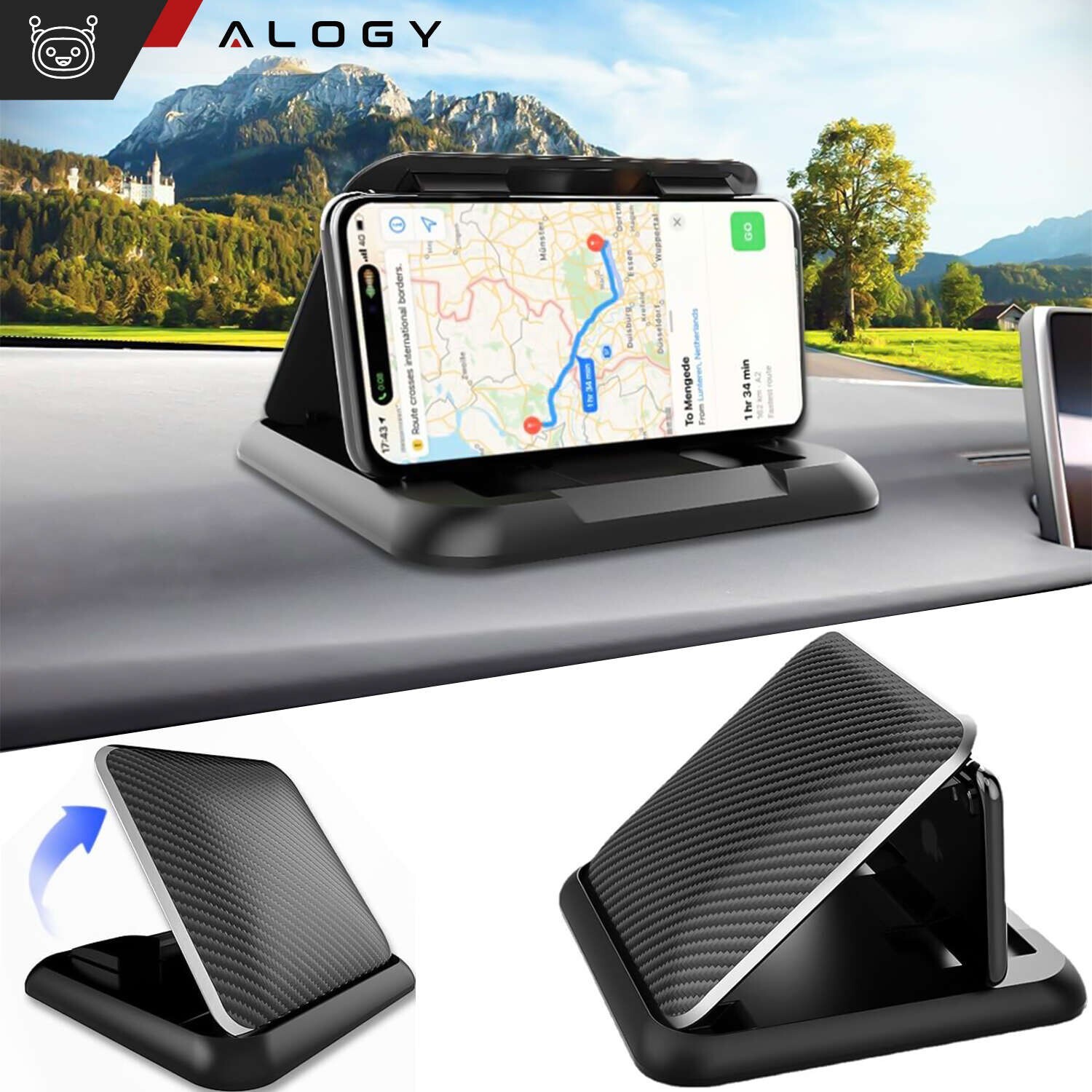 Support téléphone voiture anti-vibration stable pour tableau de bord texturé