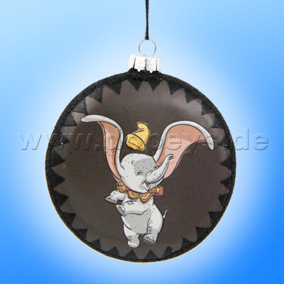 Disney ''Dumbo'' Glas Disk Weihnachtsbaumkugel in Diskusform, 80 mm - Kurt S Adler