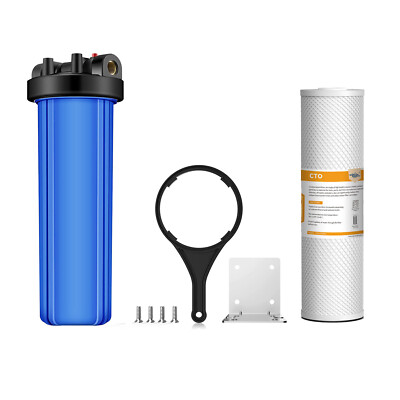 SimPure 20 Inch Big Blue Whole House Water Filter Housing 20'' x4.5'' Carbon Block