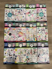 12 choices of happy planner stickers budget, travel, wellness, neon, fitness