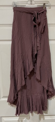 NWT Lunik Women's Medium True Wrap High Low Midi Maxi Skirt in Mauve Pink