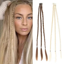 Braided Hair Extensions Clip In Braid Synthetic Hair Long Ponytail Hairpiece↔