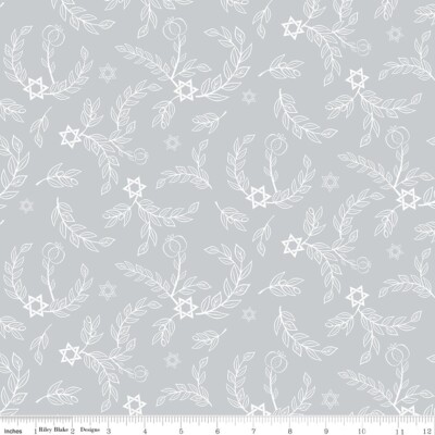 8 Nights 8 Lights C16421 Silver Leaves by Tara Reed Riley Blake - by half-yard