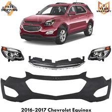Front Bumper Cover Fascia & Grille Assembly Kit For 2016-2017 Chevrolet Equinox