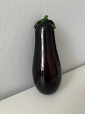 Vintage Hand Blown Glass Egg Plant Dark Purple Murano Style