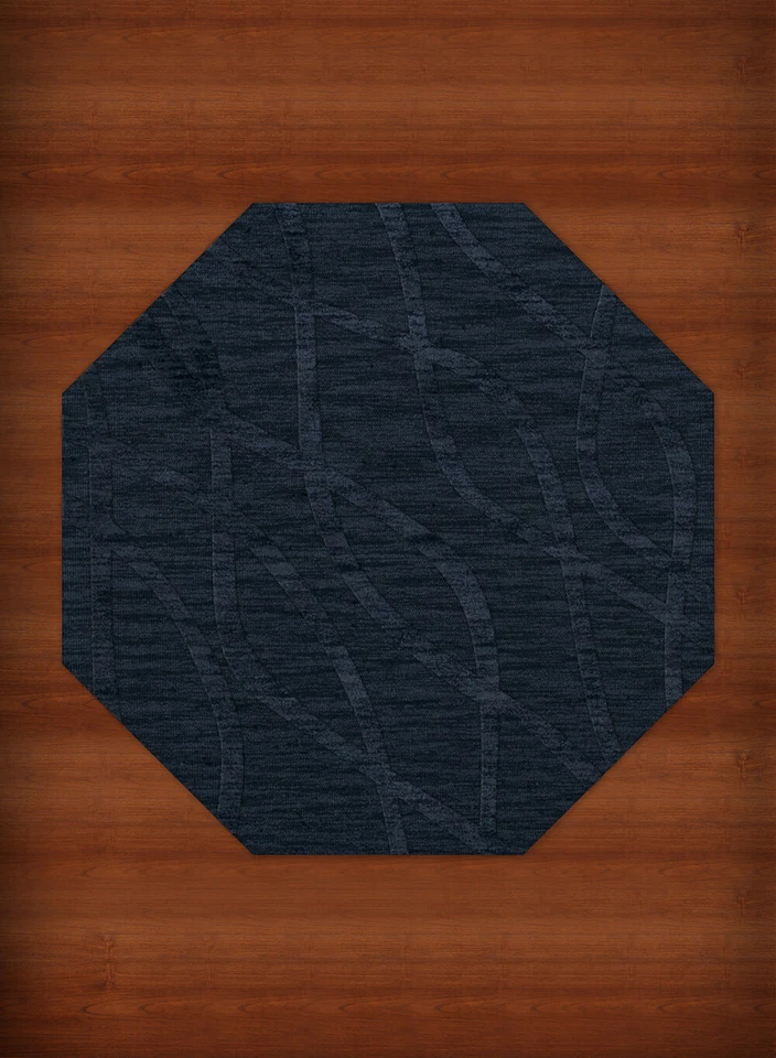 Blue Swirls Waves Lines Stripes Transitional Area Rug Abstract DV10 - Image 2 of 2