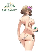 EARLFAMILY 5.1" Anime Sexy Swimsuit Girl Waifu Car Stickers Water Bottles Decals