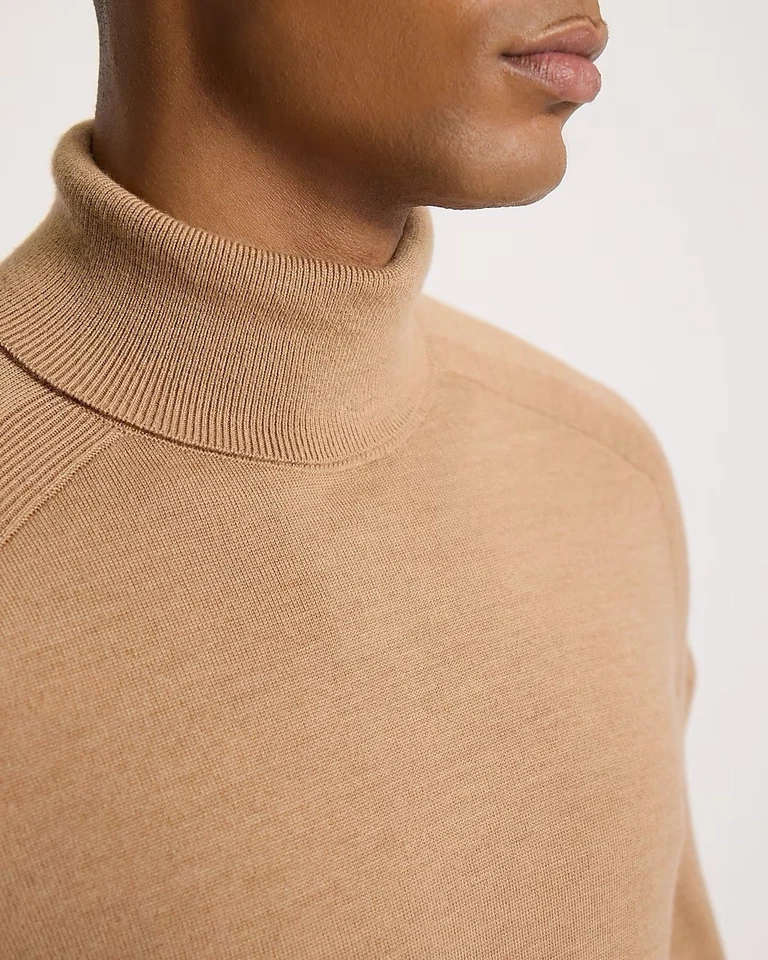 Suéter de cuello alto 100 % lana merino para hombre $88 Express camel brezo talla M Foto 3 de 4