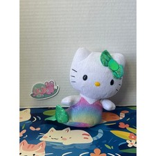 Hello Kitty TY Beanie Baby Mermaid Plush Sanrio 2013 Rainbow Tie Dye Shimmer