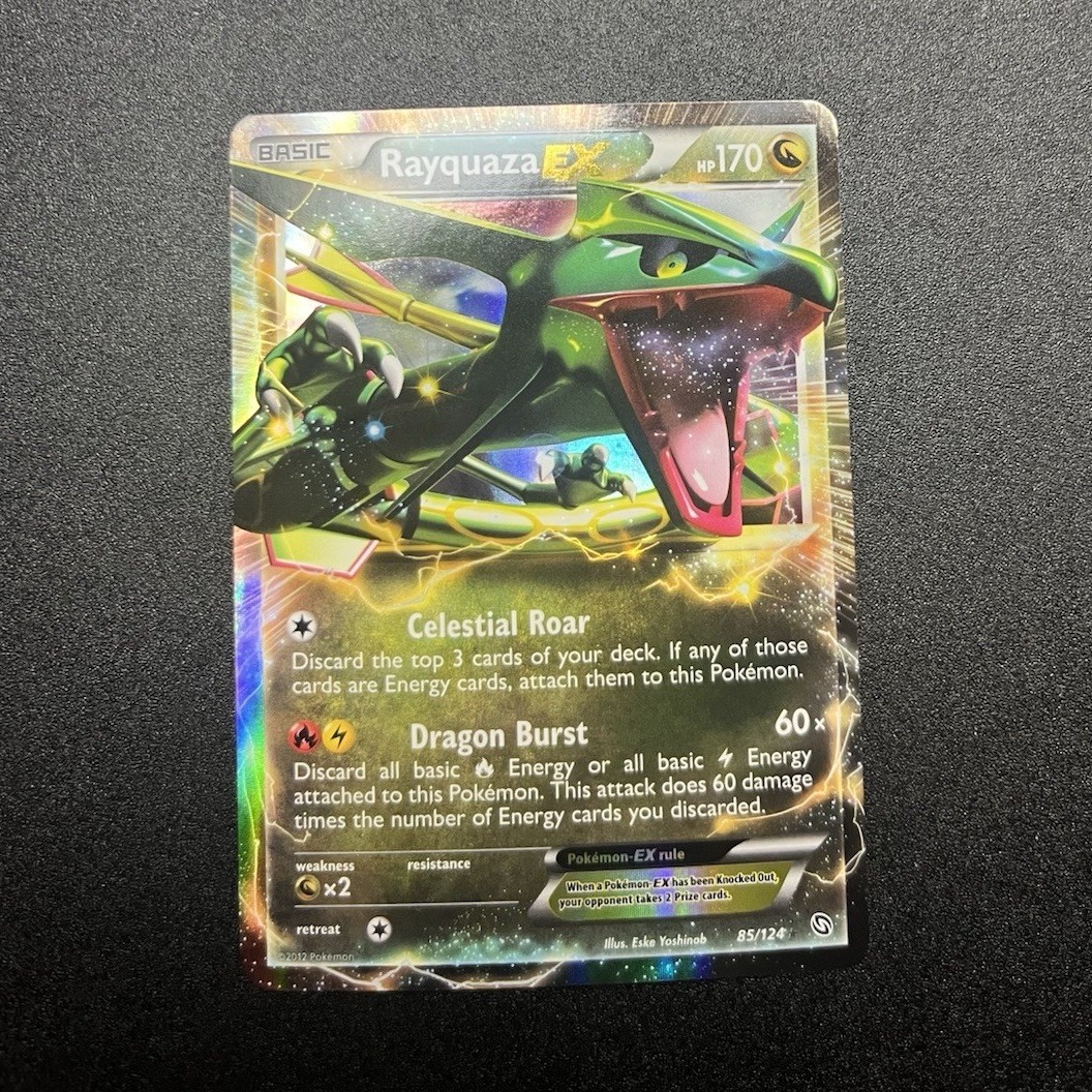 Rayquaza EX 85/124 Holo Rare Pokemon Card Black & White Dragons Exalted - NM
