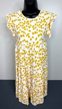 Petal + Pup Dress Yellow Floral Fit and Flare Ruffle Sleeve Size 2