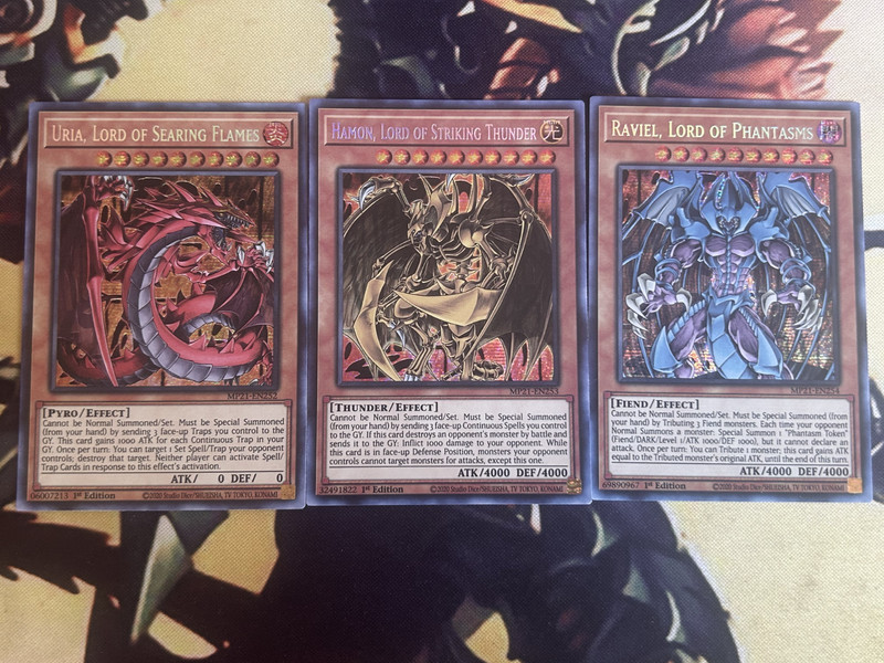 Yugioh: Sacred Beast GOD CARD SET Uria, Raviel, Harmon PRISMATIC SECRET RARE NM