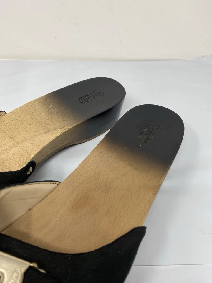 Dr. Scholls Original Collection black suede wooden heel sandal size 6 M - Image 2 of 4